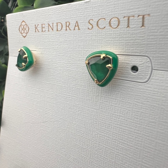 Kendra Scott Enamel Arden Studs Emerald Illusion - Picture 3 of 4